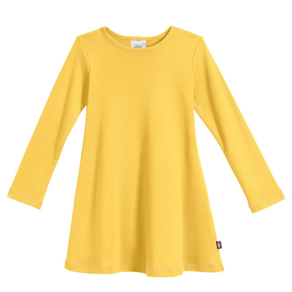 City Threads Yellow Long Sleeve Kids Dress